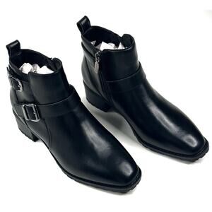 Blondo Shantel Waterproof Black Leather Ankle Boots Womens Size 8M Buckle New